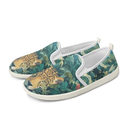 Amzbeauty Loafer für Damen, bequeme Wanderschuhe, Schulschuhe für Damen, elegante und flache Schuhe, Krankenschwestern, Fahrschuhe, leopard, 39 EU von Amzbeauty