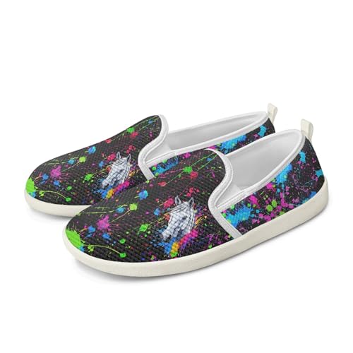 Amzbeauty Loafer für Damen, bequeme Wanderschuhe, Schulschuhe für Damen, elegante und flache Schuhe, Krankenschwestern, Fahrschuhe, pferd, 41 EU von Amzbeauty