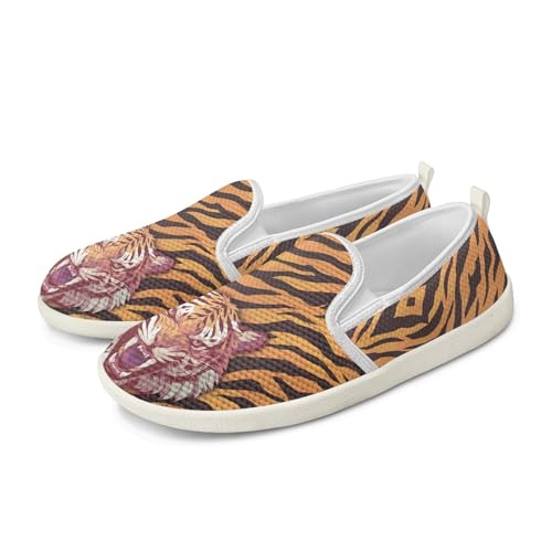 Amzbeauty Loafer für Damen, bequeme Wanderschuhe, Schulschuhe für Damen, elegante und flache Schuhe, Krankenschwestern, Fahrschuhe, tiger, 39 EU von Amzbeauty