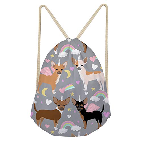 Amzbeauty Netter Kordelzug-Rucksack für Kinder-Partei-Bevorzugungs-Geschenk-Taschen, Chihuahua 4 von Amzbeauty