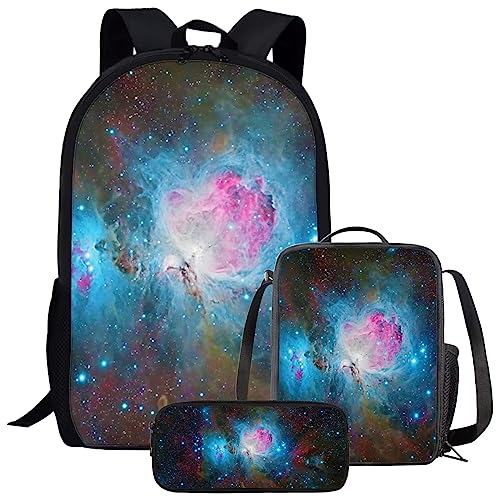 Amzbeauty Pilz-Rucksack und Lunch-Tasche für Mädchen Jungen Kinder Back to Rucksack 3 in 1 Schulranzen-Set, Galaxy von Amzbeauty