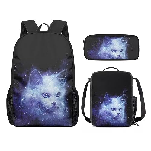 Amzbeauty Rucksack und Lunchbox für Kinder, Motiv: sibirischer Husky, 3-teiliges Set, Cat-10 von Amzbeauty