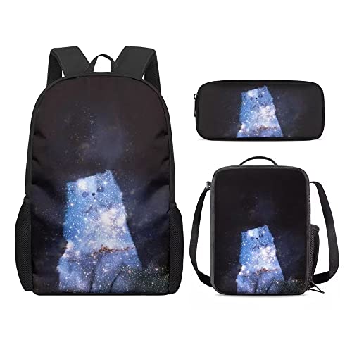 Amzbeauty Rucksack und Lunchbox für Kinder, Motiv: sibirischer Husky, 3-teiliges Set, Cat-11, Klassisch von Amzbeauty