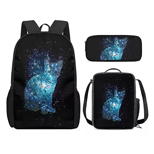 Amzbeauty Rucksack und Lunchbox für Kinder, Motiv: sibirischer Husky, 3-teiliges Set, Cat-12 von Amzbeauty