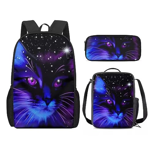 Amzbeauty Rucksack und Lunchbox für Kinder, Motiv: sibirischer Husky, 3-teiliges Set, Cat-14 von Amzbeauty