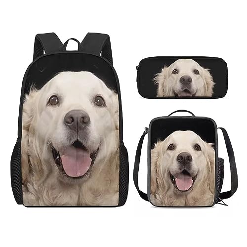 Amzbeauty Rucksack und Lunchbox für Kinder, Motiv: sibirischer Husky, 3-teiliges Set, Hund-2 von Amzbeauty