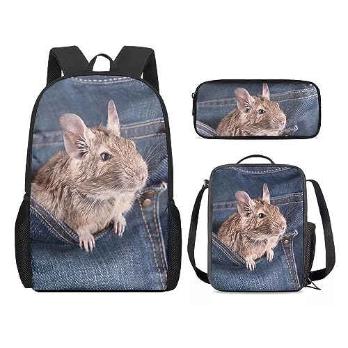 Amzbeauty Rucksack und Lunchbox für Kinder, Motiv: sibirischer Husky, 3-teiliges Set, Kat-5 von Amzbeauty