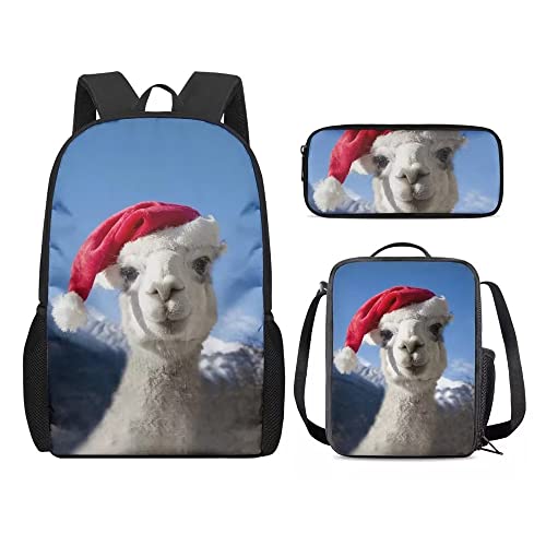 Amzbeauty Rucksack und Lunchbox für Kinder, Motiv: sibirischer Husky, 3-teiliges Set, Llama von Amzbeauty