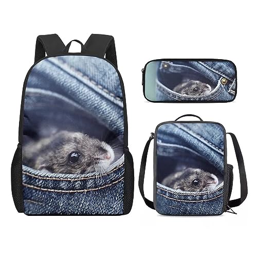 Amzbeauty Rucksack und Lunchbox für Kinder, Motiv: sibirischer Husky, 3-teiliges Set, Süßes Meerschweinchen von Amzbeauty