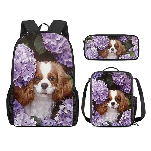 Amzbeauty Rucksack und Lunchbox für Kinder, Motiv: sibirischer Husky, 3-teiliges Set, Welpe von Amzbeauty