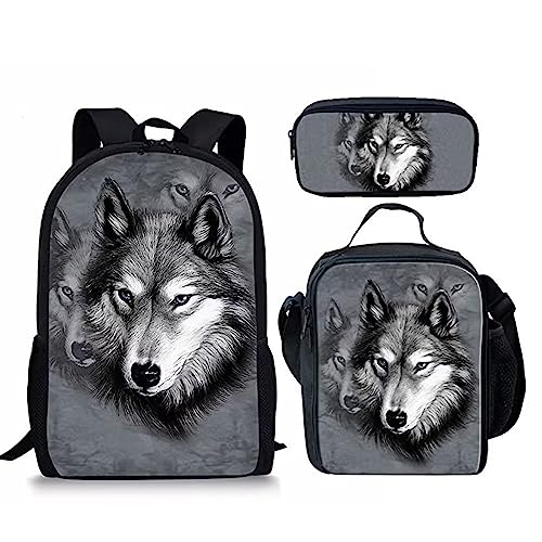 Amzbeauty Rucksack und Lunchtasche, Motiv: schwarze Katze, Set für Mädchen, Jungen, Kinder, 3-in-1-Schultasche, (schwarze Katzen-Schulbedarf), Fußball von Amzbeauty