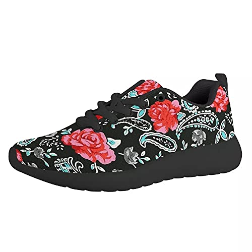 Amzbeauty Stoßdämpfende Herrenschuhe, interessanter Musterdruck, Luftpolster, Lauf-Sneaker, atmungsaktiv, leicht und bequem, blume, 43.5 EU von Amzbeauty