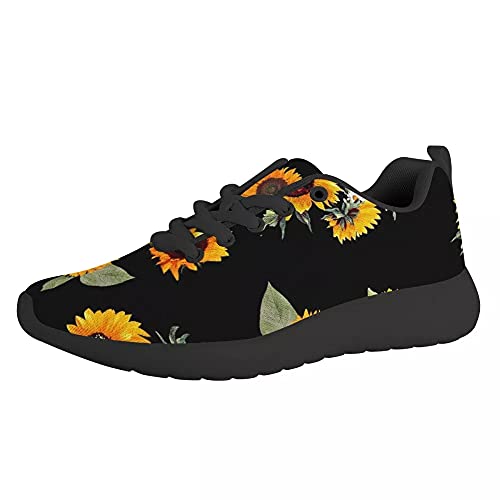 Amzbeauty Stoßdämpfende Herrenschuhe, interessanter Musterdruck, Luftpolster, Lauf-Sneaker, atmungsaktiv, leicht und bequem, sonnenblume, 42.5 EU von Amzbeauty