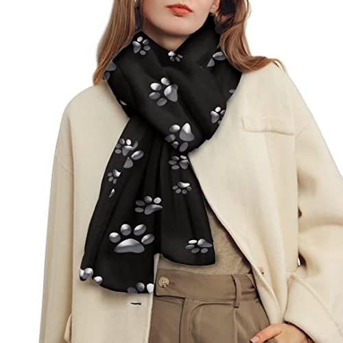 Damen Winter Warm Scarf Cute Graphic Gestrickte Schals Männer Outdoor Ski Chic Schals Weicher Leichter Schal Form Arbeit, Graue Pfote C, M von Amzbeauty