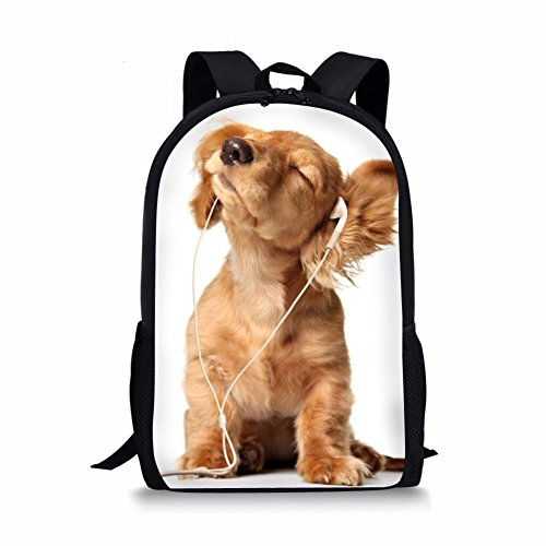 Rucksack mit niedlichem Hunde-Aufdruck, strapazierfähig, für Kinder, Schulanfang, Polyester von Amzbeauty