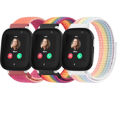 Amzpas 3 Stück Kinder Nylon Armbänder Kompatibel mit Xplora X6 Armband, Kids Smartwatch Mädchen Jungen Weich Verstellbare Ersatzbänder für Xplora X6 Play/Xplora X6 Pro Uhrenarmbänder von Amzpas