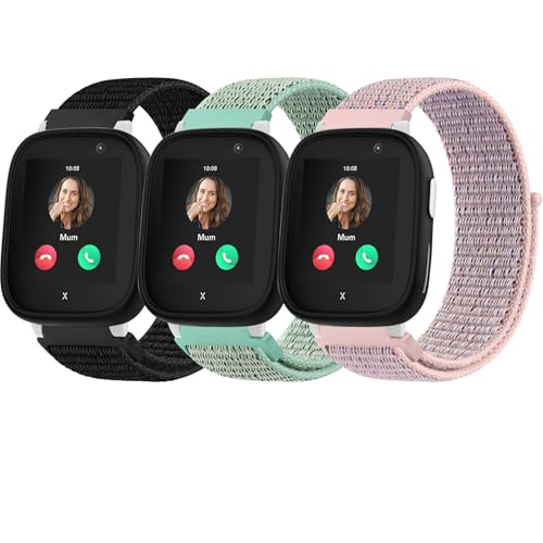 Amzpas 3 Stück Kinder Nylon Armbänder Kompatibel mit Xplora X6 Armband, Kids Smartwatch Mädchen Jungen Weich Verstellbare Ersatzbänder für Xplora X6 Play/Xplora X6 Pro Uhrenarmbänder von Amzpas