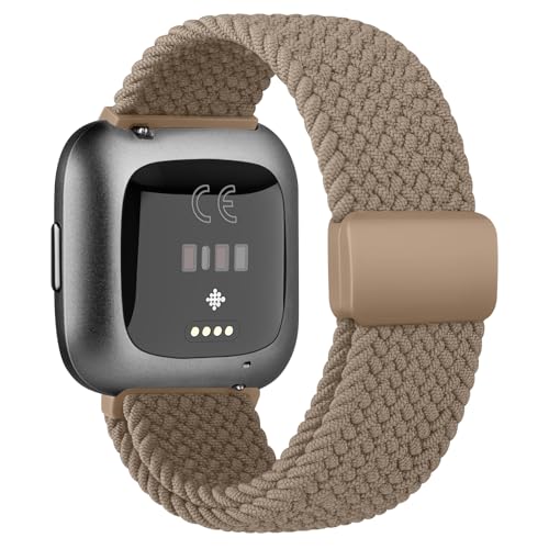 Amzpas Elastische Bänder, kompatibel mit Fitbit Versa 2, für Damen und Herren, weiches, verstellbares Nylon, atmungsaktives Band für Fitbti Versa/Versa 2/Versa Lite/SE Smartwatch, dehnbares Armband von Amzpas