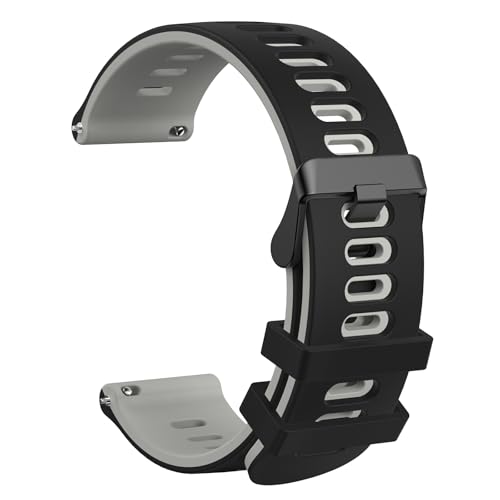 Amzpas für Uhrenarmband 20mm 22mm Armband Damen Herren,Neues Silikon Sport Ersatzarmbänder Uhrenarmband für 20mm 22mm Armband (22mm, Schwarz Grau) von Amzpas