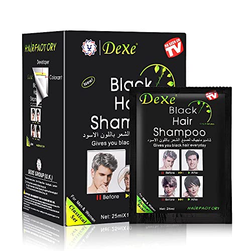 Instant Black Hair Shampoo, Haarfärbe-Shampoo für Männer und Frauen - Einfache Anwendung - 100% Grauabdeckung - Schnell und einfach - Hält 30 Tage 3 in 1 Schwarz Haarfärbemittel (Tabletten) von Amzsea