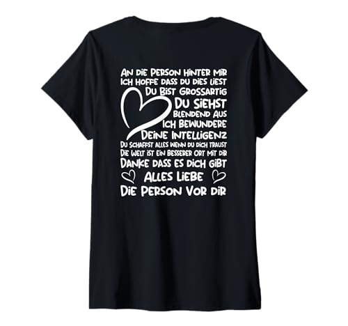 Damen Positive Vibes Motivation Die Person Hinter Mir (Rücken) T-Shirt mit V-Ausschnitt von An Die Person hinter Mir