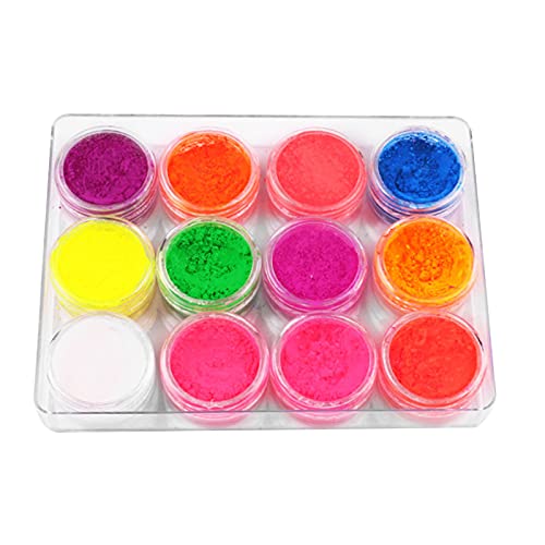 12 Farben Nails Acryl Set Fluoreszierendes Pulver Dark Glow Luminous Pigment Powder Set Nagelpulver Lidschatten von Anself