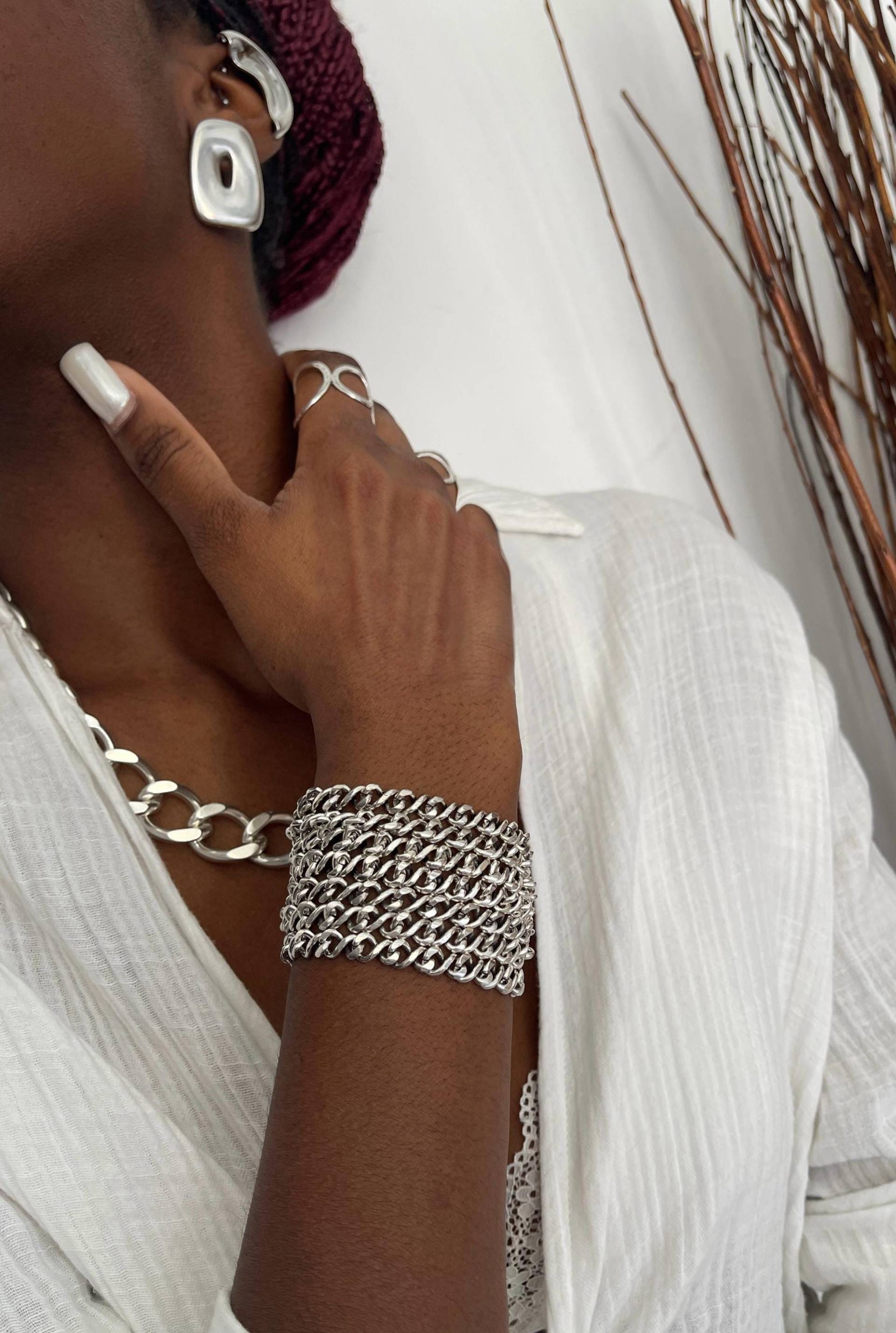 Multi Strands Twisted Ketten Armband Silber Chunky Layered Statement Breites Modern Rock Style Anangelshug Geburtstagsgeschenk Multi Strands Twisted Ketten Armband Silber Chunky Layered Statement Breites Modern Rock Style Anangelshug Geburtstagsgeschenk von AnAngelsHug