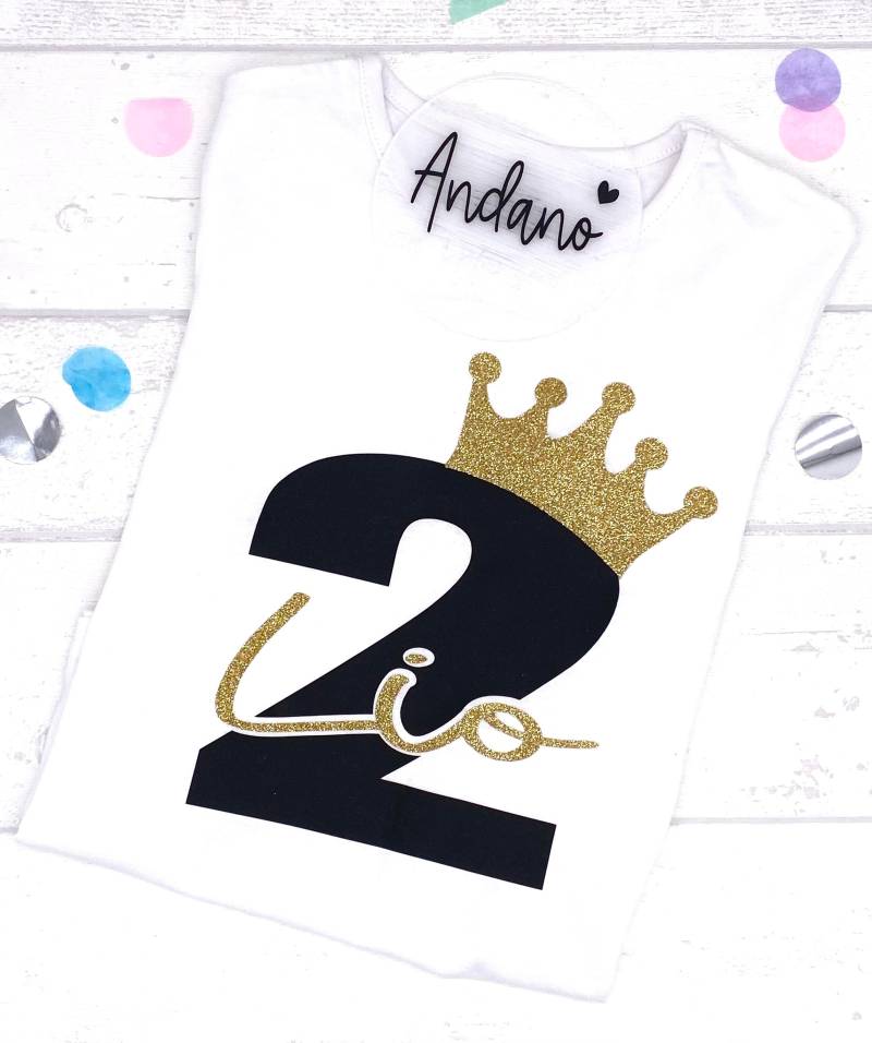 Geburtstag | Kinder T-Shirt Personalisiert Geburtstagsshirt Wunschzahl & Name Birthday Krone von AnDaNo10