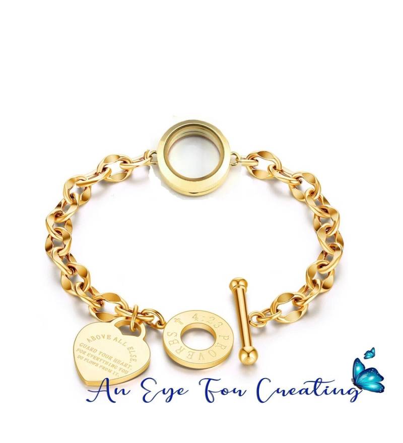30 Mm Edelstahl Locket Armband Floating Charms Klarglas Medaillon von AnEyeForCreating
