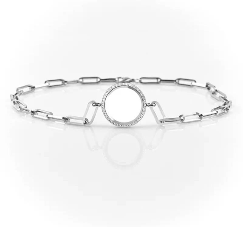 Edelstahl Memory Living Floating Charm 30mm Strass Locket Armband von AnEyeForCreating