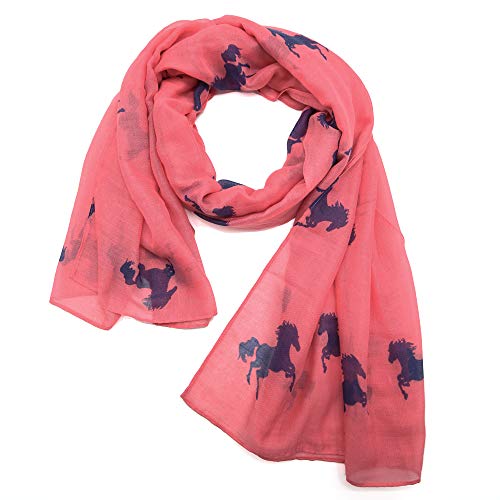 AnJuHoPa Halstuch Loop Schal Schlauchschal Bilder vonTier Pferdmotiv gewebt Viskose frische Farben Damen von AnJuHoPa