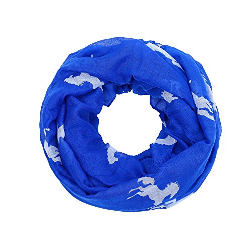 AnJuHoPa Halstuch Loop Schal Schlauchschal Pferdmotiv gewebt Viskose frische Farben Damen königsblau von AnJuHoPa