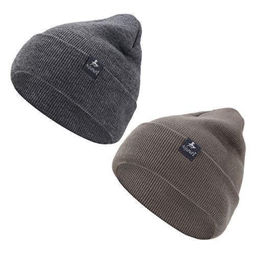 AnJuHoPa Herren Strickmützen Damen Wollmützen Wintermützen Stretchhat Unisex Beanie weiche warme Mützen beliebte Farbe Stretch Caps 2 STK von AnJuHoPa