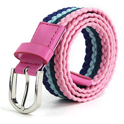 AnJuHoPa Mehrfarbiger elastischer Gürtel für Jungen und Mädchen 2,5 cm breit und 80 cm lang modisch und langlebig einfach zu bedienen Navy Blau Rosa von AnJuHoPa