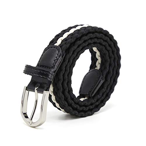 AnJuHoPa Mehrfarbiger elastischer Gürtel für Jungen und Mädchen 2,5 cm breit und 80 cm lang modisch und langlebig einfach zu bedienen Schwarz Weiß von AnJuHoPa