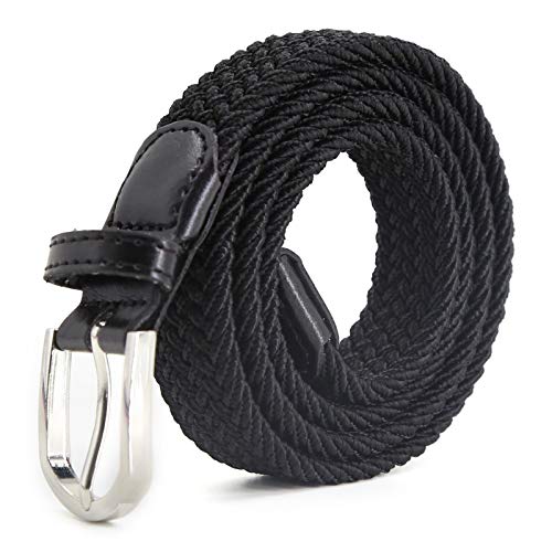 AnJuHoPa Mehrfarbiger elastischer Gürtel für Jungen und Mädchen 2,5 cm breit und 80 cm lang modisch und langlebig einfach zu bedienen Schwarz von AnJuHoPa