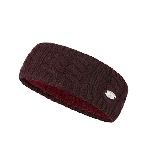 AnJuHoPa Strick Stirnband cabel Knit Kopfband Ohrenschutz Haarband mit langem Fleece Futter Winter Super cold days wine rot von AnJuHoPa