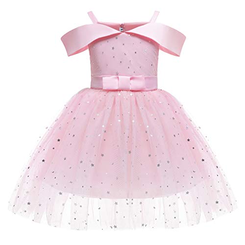 AnKoee Mädchen-Kleid, Blumenmädchen, Brautjungfer, Party, Taufe für Kinder, Baby, Prinzessinnenkleid, Rosa, 6-7 Jahre von AnKoee