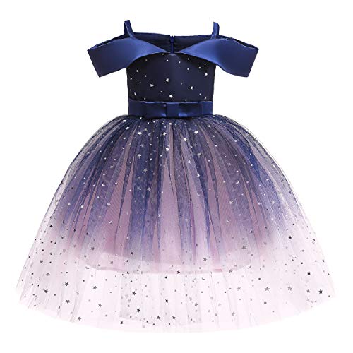 AnKoee Mädchen Kleider Blumen Mädchenkleider Brautjungfern Kinder Mädchen Cocktail Abendkleider Mädchen Sommerkleider Mädchen Prinzessin Kleid (Rosa mit Blau, 110cm/4-5 Jahre) von AnKoee