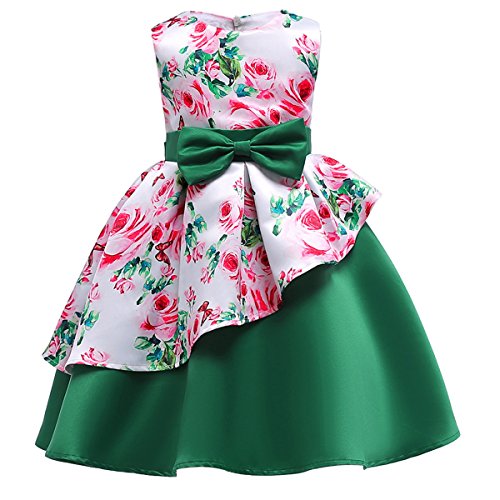 AnKoee Mädchen Kleider Prinzessin Kleid Sommer Mädchen Kleid Hochzeit Partykleid Kinderkleidung Bowknot Kleid Abendkleid Cocktailkleid (Grün, 110cm/4-5 Jahre) von AnKoee