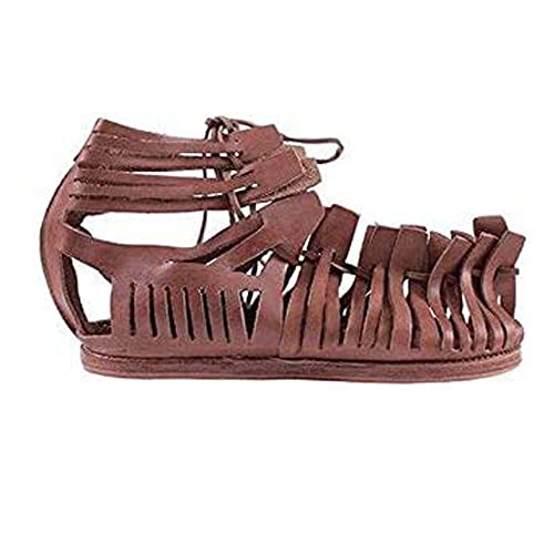 AnNafi Herren Gladiator-Sandalen aus Leder, römische Centurianische braune Caligaee, mittelalterliche griechische Soldat-Sandalen, antikes Kostüm, Schuhe (10) von AnNafi