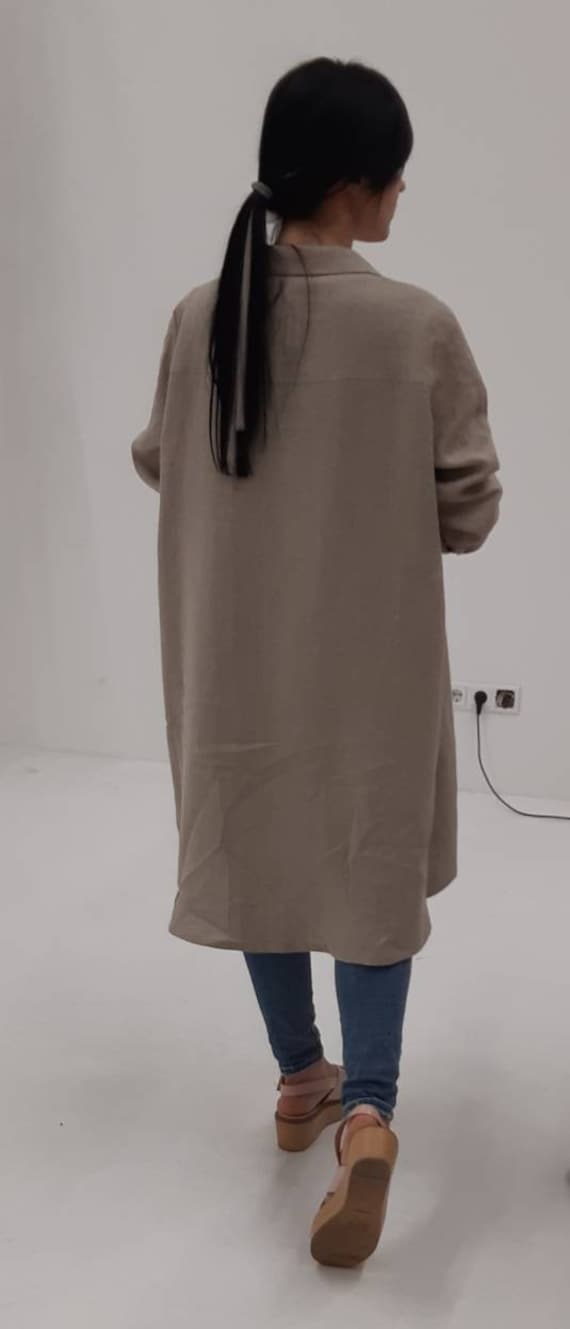Leinenhemdkleid Langarm-Buttontunika von AnSanLinen