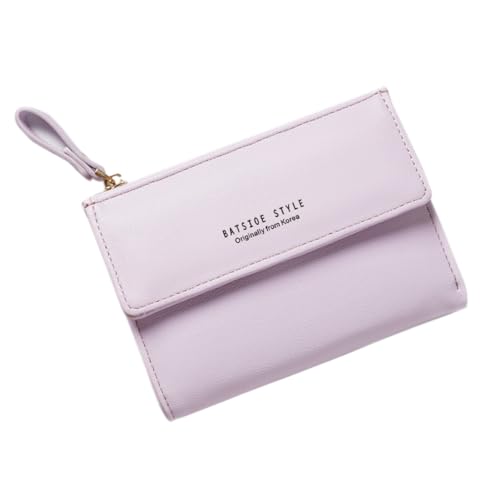 AnWILL Portemonnaie Damen Klein im Kurzformat Helllila Mini Geldbörse Damen Kleiner Viele Fächer Portmonee Damen Geldbeutel Damen Kleine Mit Münzfach Brieftasche PU Leder Kleines Geldbörsen Wallet von AnWILL