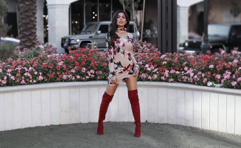 Herbst Floral Turtleneck Tunika Kleid von AnaGCouture