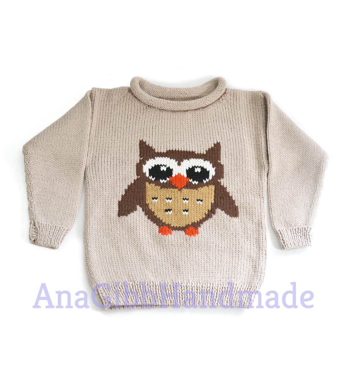 Handgemachter Merino Eulen Pullover von AnaGibbHandmade