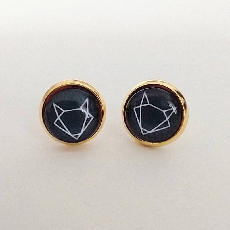 Ohrringe, Ohrstecker Edelstahl Vergoldet in 10 Mm Mit Einem Fuchs Origami von AnaKarijoka