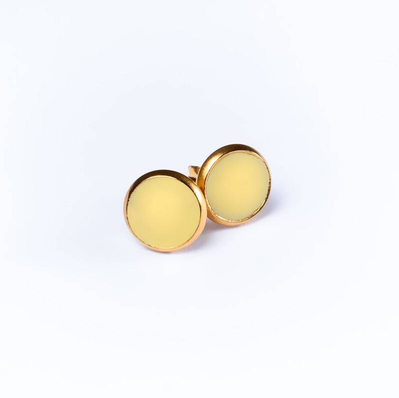 Ohrringe, Ohrstecker Gold 8 Mm Mit Einem Stein Aus Polymer Clay Zart Gelb von AnaKarijoka