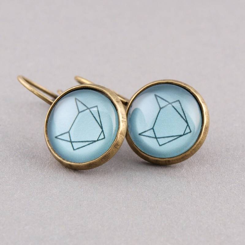 Ohrringe Bronze 12 Mm Cabochon Origami Fuchs Fox von AnaKarijoka