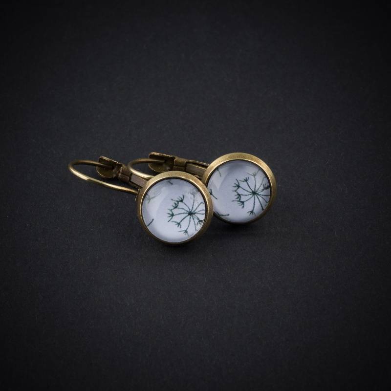 Ohrringe Pusteblume, Hängeohrringe Bronze Handgefertigt, 10 Mm Durchmesser, Runde Hängend, Geschenk Freundin Pusteblume von AnaKarijoka