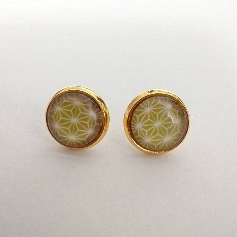 Ohrstecker Ohrringe Gold in 10 Mm Mit Einem Gelben Sternmuster von AnaKarijoka